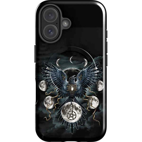 Crow and Moon Phases by Sarah Richter iPhone 16 Plus Magsafe Impact Case