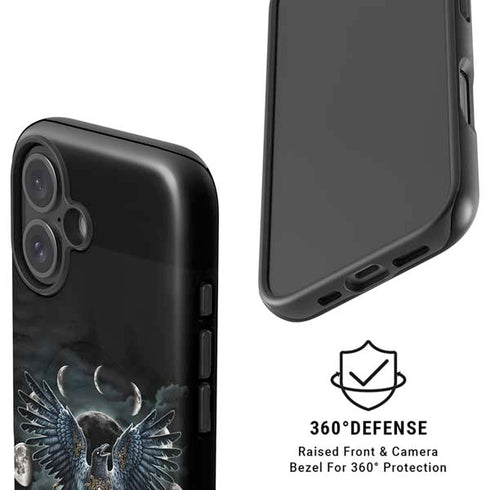 Crow and Moon Phases by Sarah Richter iPhone 16 Plus Magsafe Impact Case
