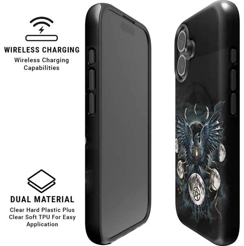 Crow and Moon Phases by Sarah Richter iPhone 16 Plus Magsafe Impact Case