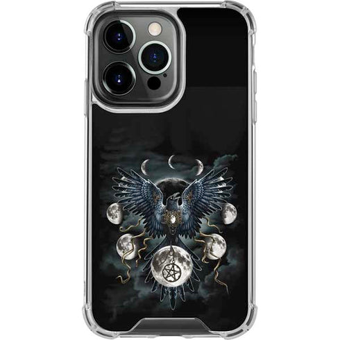 Crow and Moon Phases by Sarah Richter iPhone 16 Pro Clear Case