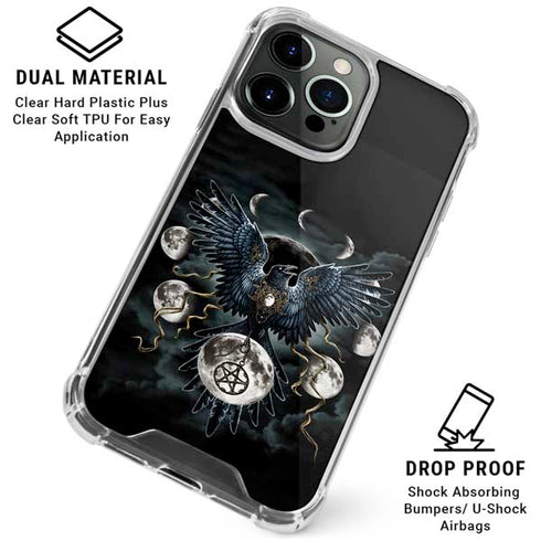 Crow and Moon Phases by Sarah Richter iPhone 16 Pro Clear Case