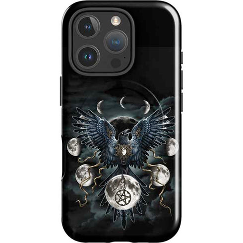 Crow and Moon Phases by Sarah Richter iPhone 16 Pro Magsafe Impact Case