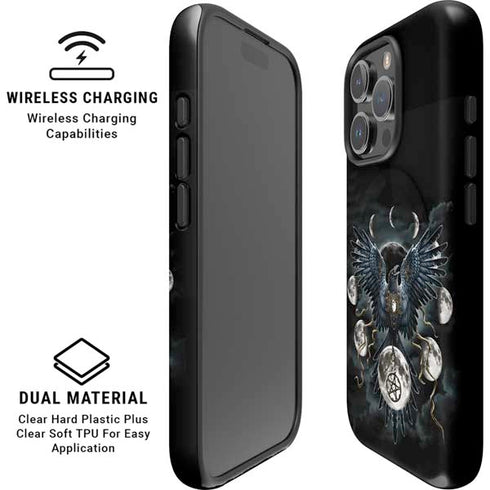 Crow and Moon Phases by Sarah Richter iPhone 16 Pro Magsafe Impact Case