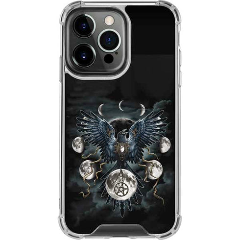 Crow and Moon Phases by Sarah Richter iPhone 16 Pro Max Clear Case