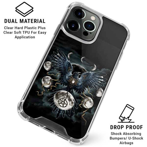 Crow and Moon Phases by Sarah Richter iPhone 16 Pro Max Clear Case