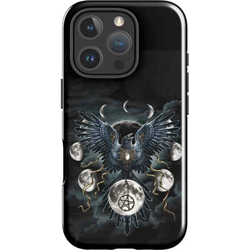 Crow and Moon Phases by Sarah Richter iPhone 16 Pro Max Impact Case