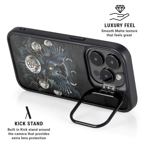 Crow and Moon Phases by Sarah Richter iPhone 16 Pro Max Kickstand Case