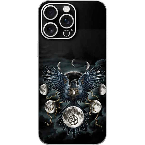 Crow and Moon Phases by Sarah Richter iPhone 16 Pro Max Skin