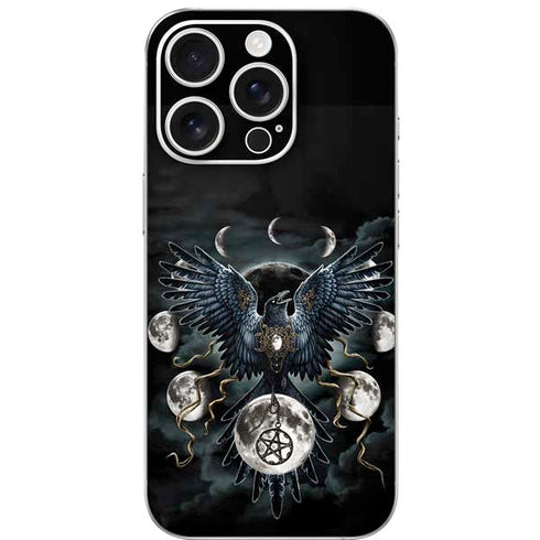 Crow and Moon Phases by Sarah Richter iPhone 16 Pro Skin
