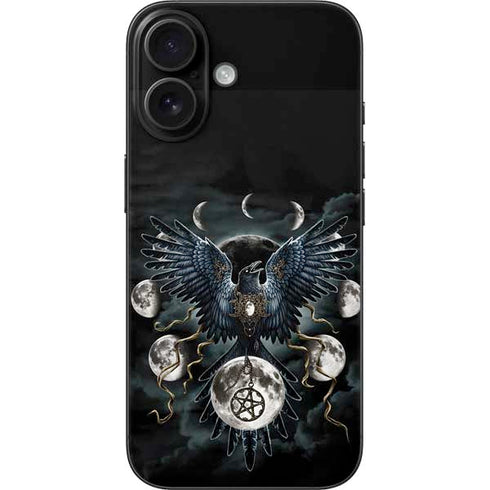 Crow and Moon Phases by Sarah Richter iPhone 16 Skin