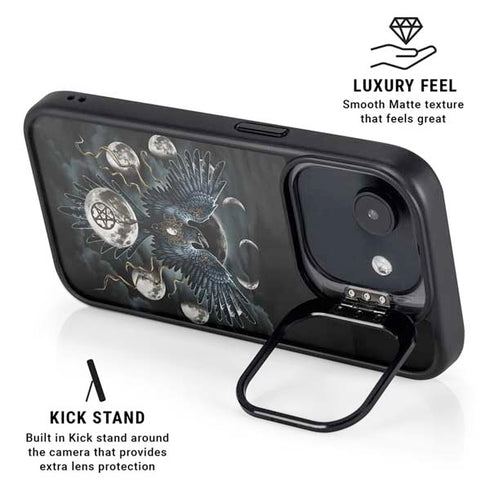 Crow and Moon Phases by Sarah Richter iPhone 16e Kickstand Case