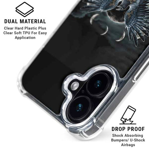 Crow and Moon Phases by Sarah Richter iPhone 17 Clear Case