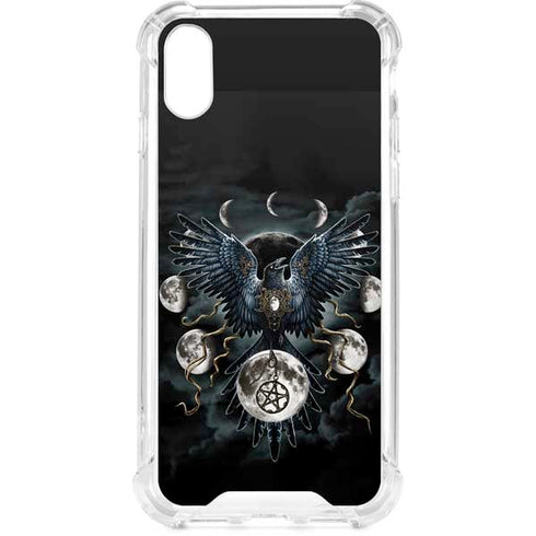 Crow and Moon Phases by Sarah Richter iPhone XS Clear Case