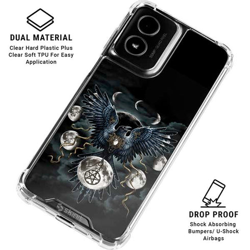 Crow and Moon Phases by Sarah Richter Moto G Power 5G (2024) Clear Case