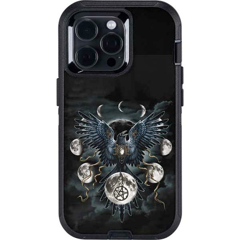 Crow and Moon Phases by Sarah Richter Otterbox Defender iPhone Skin