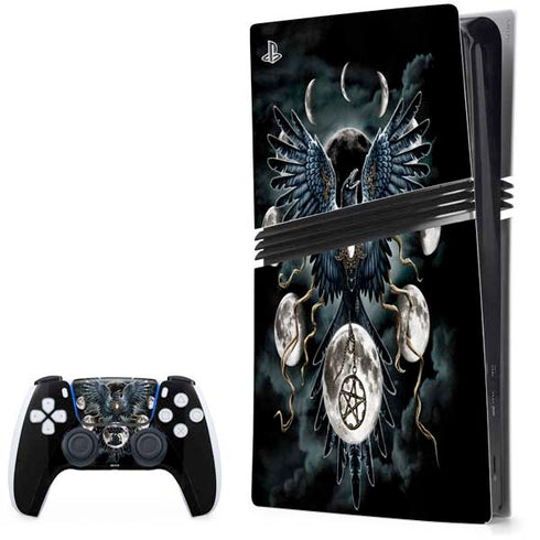 Crow and Moon Phases by Sarah Richter PlayStation PS5 Skins