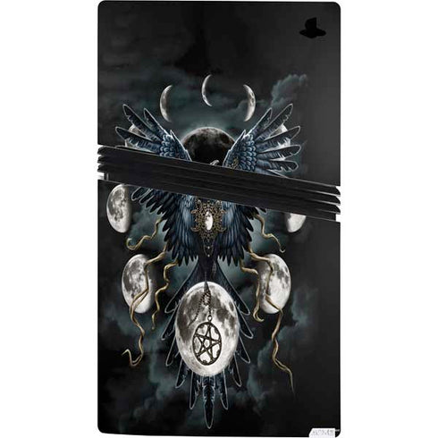 Crow and Moon Phases by Sarah Richter PS5 Pro Console Skin