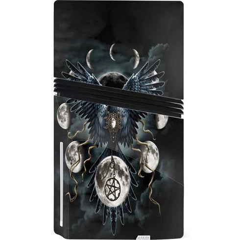 Crow and Moon Phases by Sarah Richter PS5 Pro Disk Bundle Skin