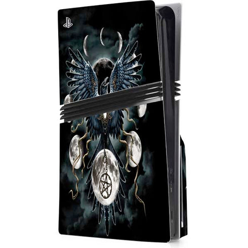 Crow and Moon Phases by Sarah Richter PS5 Pro Disk Console Skin