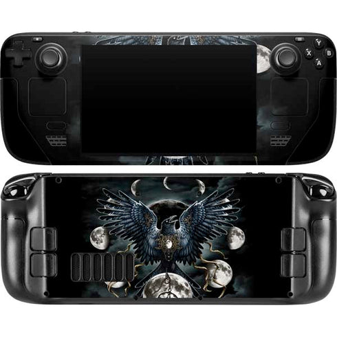 Crow and Moon Phases by Sarah Richter Steam Deck Handheld Gaming Computer OLED Skin
