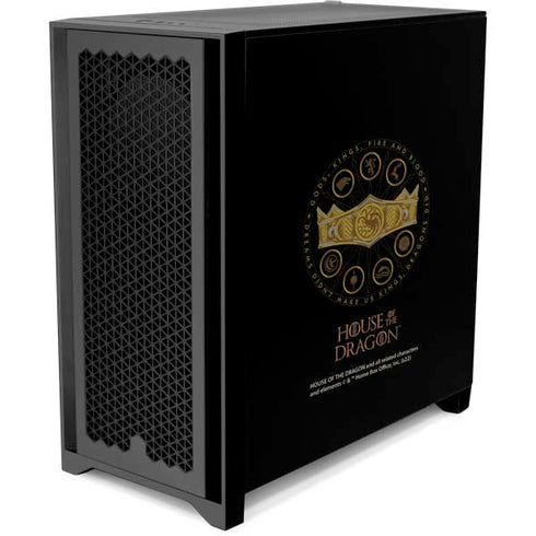 HBO House of the Dragon Crown and Sigils Corsair 4000D Tempered Glass Mid-Tower ATX Case Skin