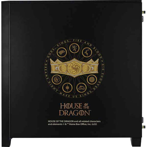 HBO House of the Dragon Crown and Sigils Corsair 4000D Tempered Glass Mid-Tower ATX Case Skin