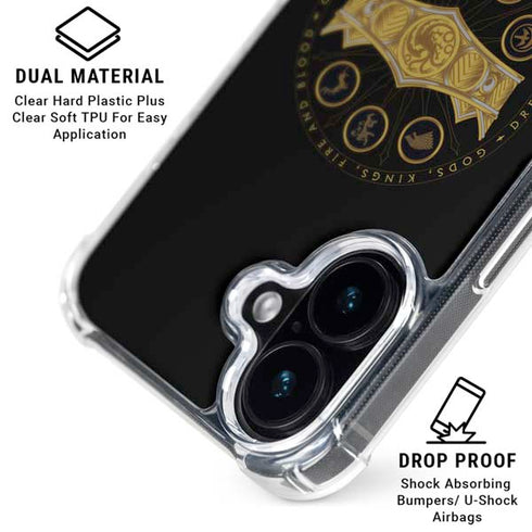 HBO House of the Dragon Crown and Sigils iPhone 16 Plus Clear Case