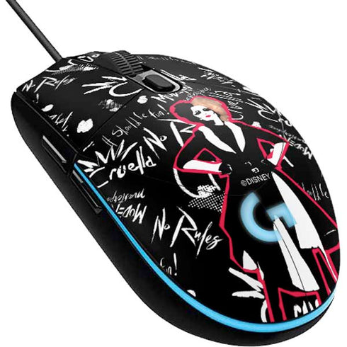 Disney Cruella (2021) Animated Pattern G203 Prodigy RGB Wired Gaming Mouse Skin
