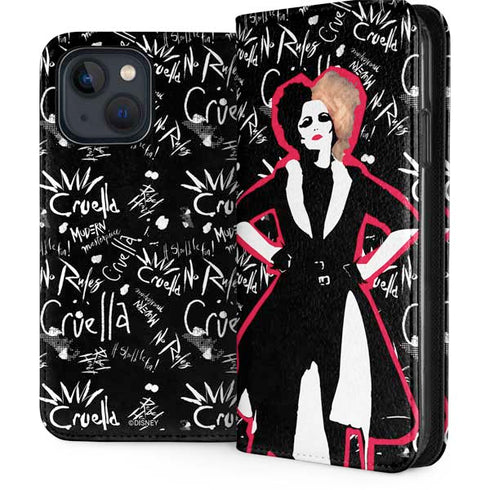 Disney Cruella (2021) Animated Pattern iPhone 15 Plus Folio Case
