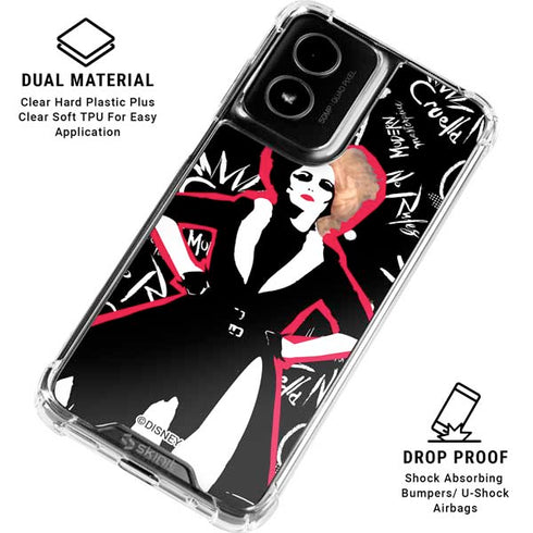Disney Cruella (2021) Animated Pattern Moto G Power 5G (2024) Clear Case