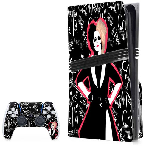 Disney Cruella (2021) Animated Pattern PS5 Pro Disk Bundle Skin