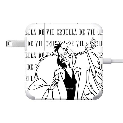 Disney Villains Cruella de Vil Black and White 85W Power Adapter (15 and 17 inch MacBook Pro Charger) Skin