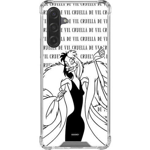 Disney Villains Cruella de Vil Black and White Galaxy A17 Clear Case