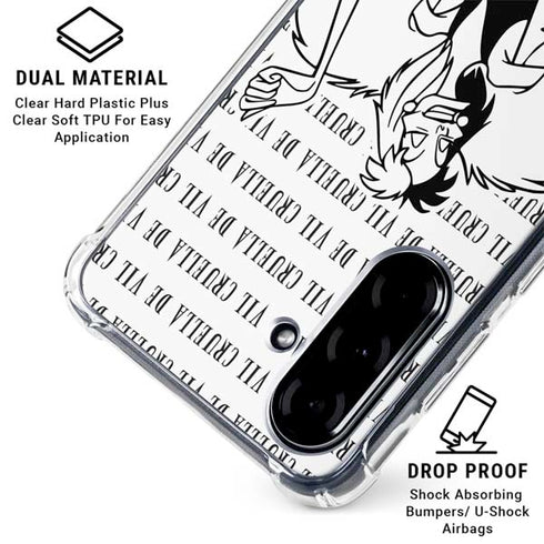 Disney Villains Cruella de Vil Black and White Galaxy A36 5G Clear Case