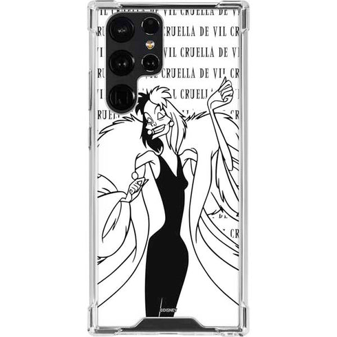 Disney Villains Cruella de Vil Black and White Galaxy S23 Ultra Clear Case
