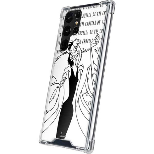 Disney Villains Cruella de Vil Black and White Galaxy S23 Ultra Clear Case