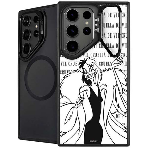 Disney Villains Cruella de Vil Black and White Galaxy S25 Ultra Kickstand Case