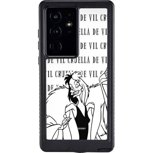 Disney Villains Cruella de Vil Black and White Galaxy S24 Ultra Waterproof Case