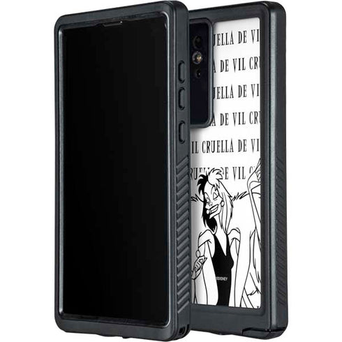 Disney Villains Cruella de Vil Black and White Galaxy S24 Ultra Waterproof Case