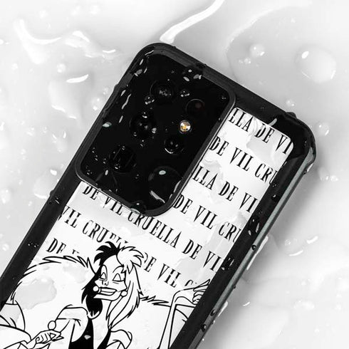 Disney Villains Cruella de Vil Black and White Galaxy S24 Ultra Waterproof Case