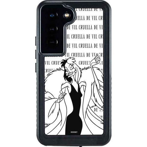 Disney Villains Cruella de Vil Black and White Galaxy S24 Waterproof Case