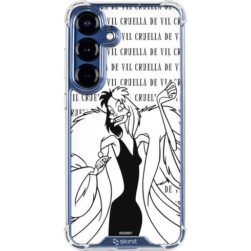 Disney Villains Cruella de Vil Black and White Galaxy S25 Clear Case