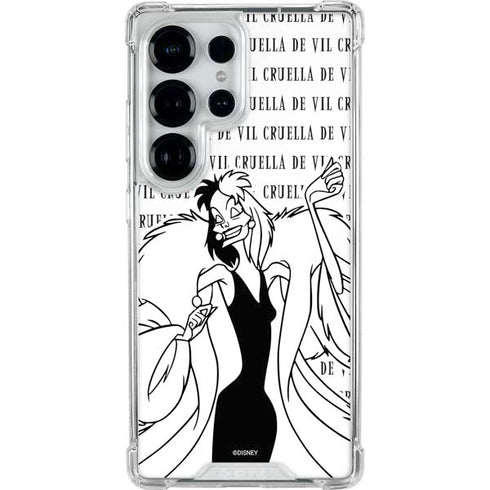Disney Villains Cruella de Vil Black and White Galaxy S25 Ultra Clear Case