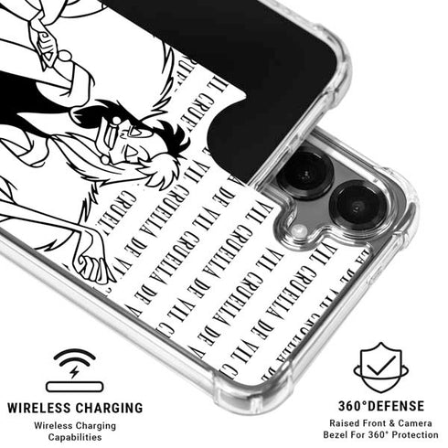 Disney Villains Cruella de Vil Black and White Galaxy S26 Clear Case