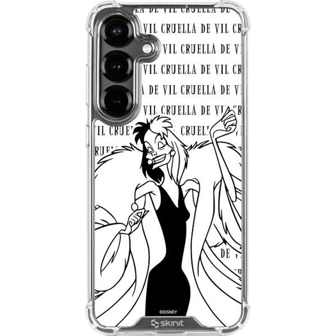 Disney Villains Cruella de Vil Black and White Galaxy S26 Plus Clear Case