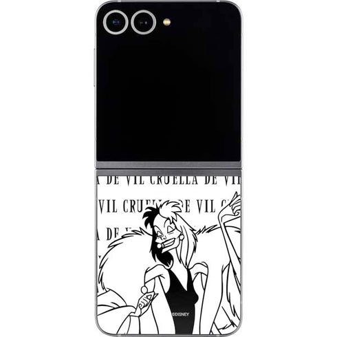 Disney Villains Cruella de Vil Black and White Galaxy Z Flip6 Skin