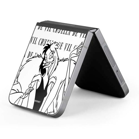 Disney Villains Cruella de Vil Black and White Galaxy Z Flip6 Skin