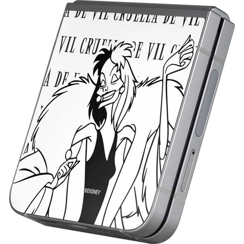 Disney Villains Cruella de Vil Black and White Galaxy Z Flip6 Skin