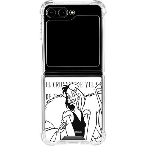 Disney Villains Cruella de Vil Black and White Galaxy Z Flip6 Clear Case
