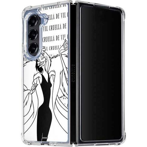 Disney Villains Cruella de Vil Black and White Galaxy Z Fold5 5G Clear Case